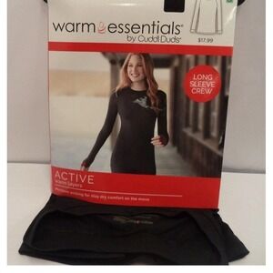 Cuddl Duds: Women's Black (large) Active Long Sleeve Crew Shirt